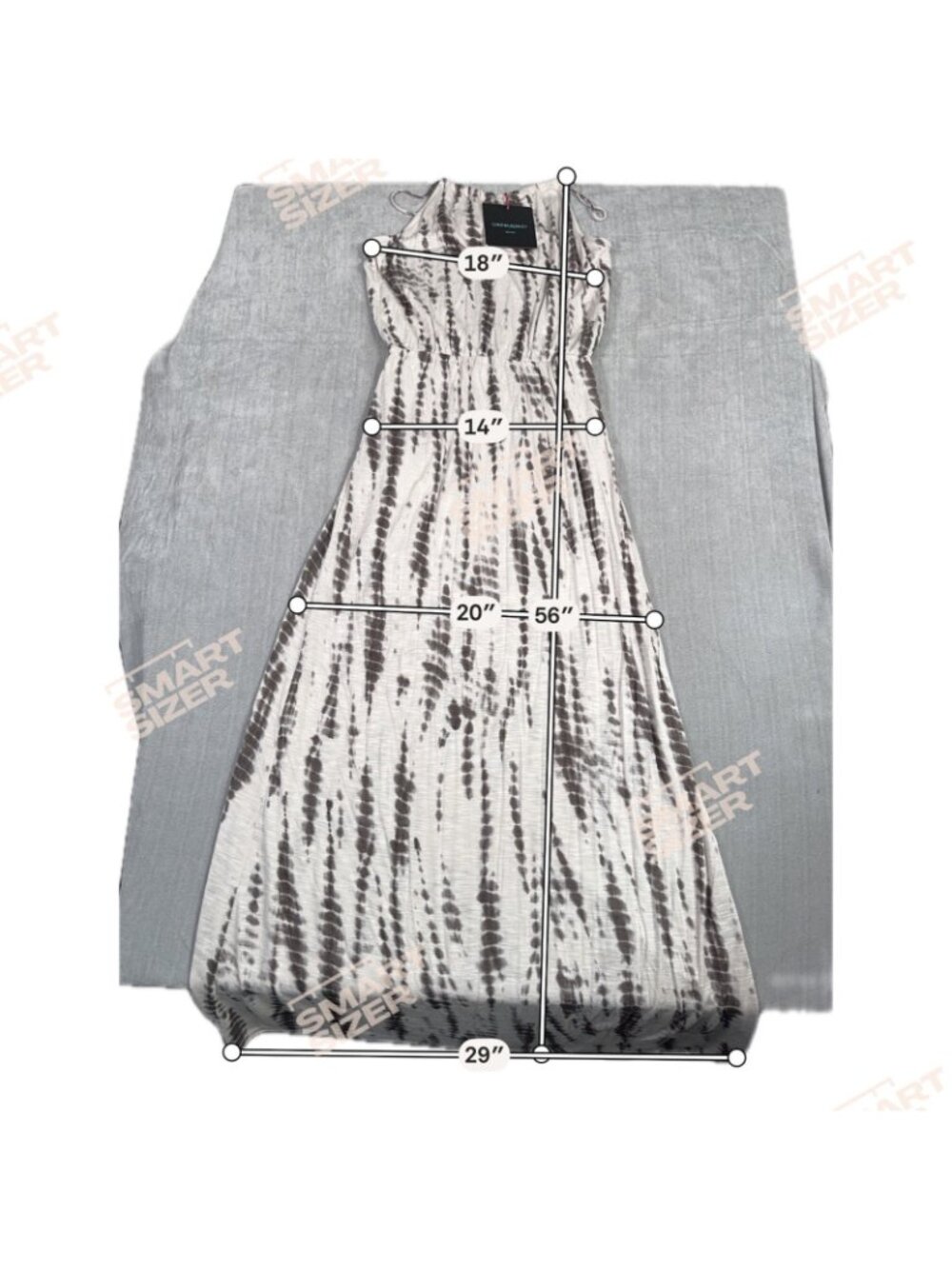 Cynthia Rowley Gray Tie-Dye Maxi Dress M Elastic Waist & Spaghetti Straps Travel - Picture 2 of 16